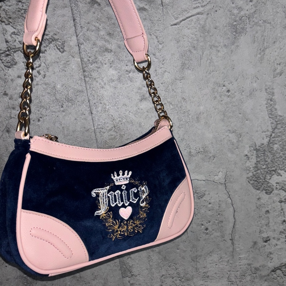 Juicy Couture Pink and Dark Blue Shoulder Bag